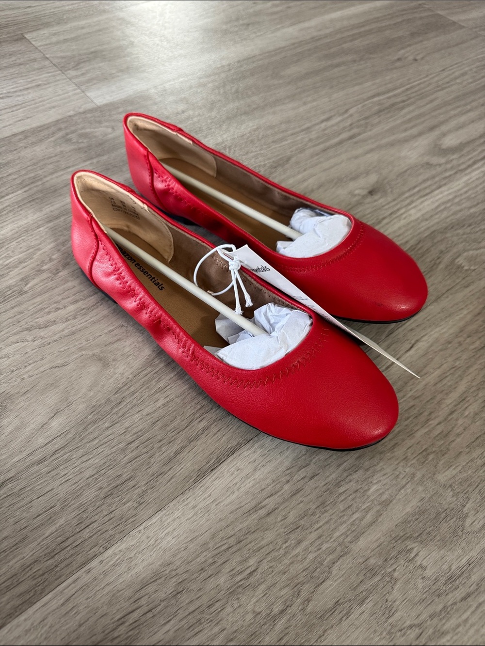 Amazon Essentials Red Slip-On Ballet Flats